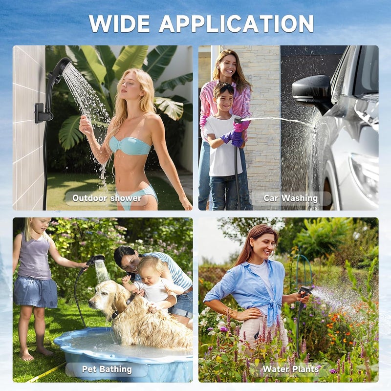 vignuto Portable Shower for Camping, Rechargeable Camping Shower Pump with LED Display of Battery Level and Temperature - Image 5